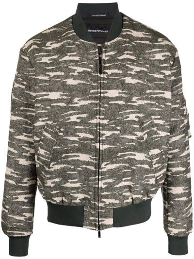 Shop Emporio Armani Camouflage-print Bomber Jacket In Green