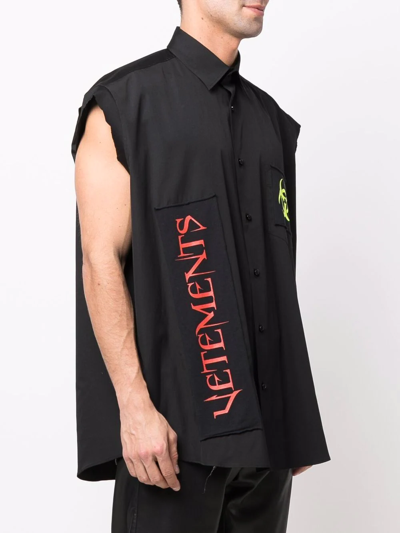 Shop Vetements Biohazard Printed Sleeveless Shirt In Black