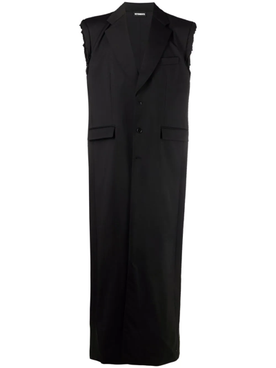 Vetements Back Slit Tailored Wool Coat In Black