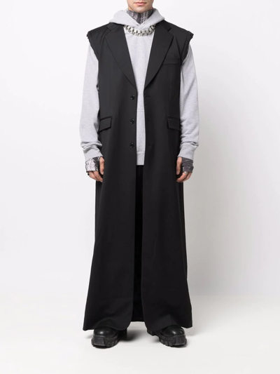 Shop Vetements Sleeveless Button-up Coat In Black