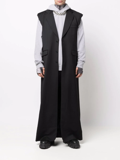 Vetements Back Slit Tailored Wool Coat In Black