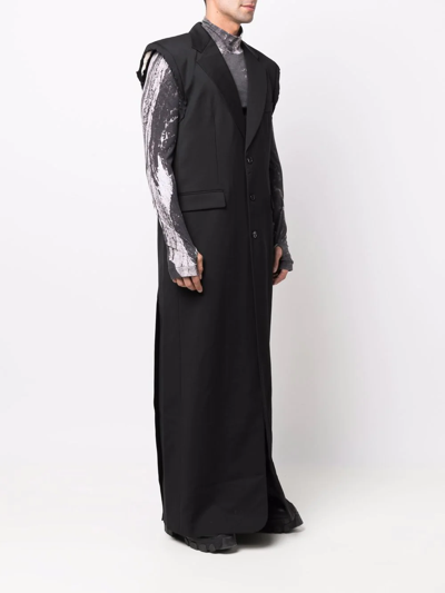 Vetements Back Slit Tailored Wool Coat In Black