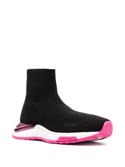 Shop Ferragamo Sock-style Sneakers In Black