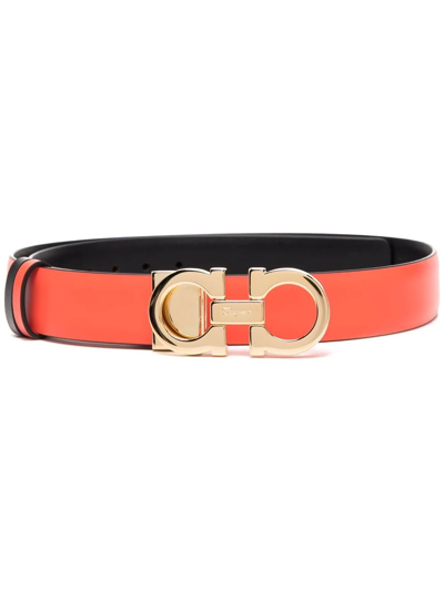 Shop Ferragamo Gancini-buckle Leather Belt In Red