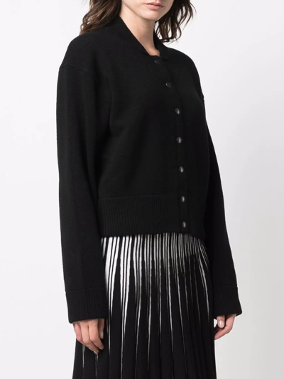 Shop Kenzo Long-sleeve Intarsia-knit Cardigan In Black