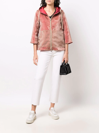 Herno Velour Zip-up Hoodie In Neutrals