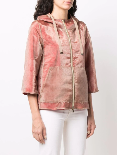 Herno Velour Zip-up Hoodie In Neutrals