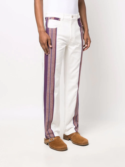 Shop Wales Bonner Panelled Straight Jeans In White