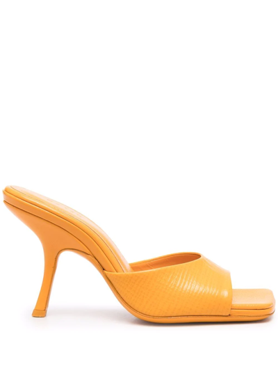 Shop By Far Mora Leather Mules In Orange