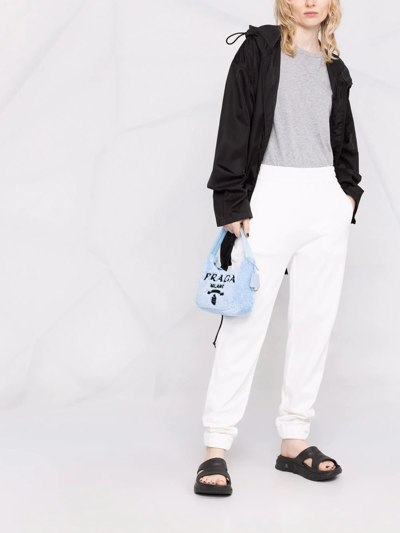 Moncler Logo-embroidered Cotton-jersey Track Pants In White