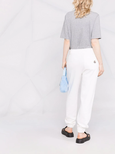 Moncler Logo-embroidered Cotton-jersey Track Pants In White
