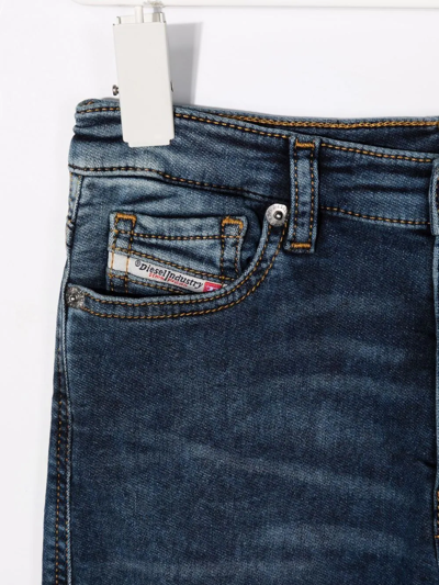 Shop Diesel Faded Slim-fit Jeans In Blue