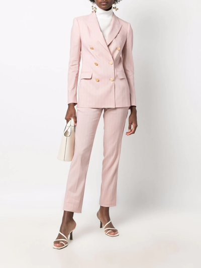 Shop Tagliatore Pinstriped Two-piece Suit In Pink