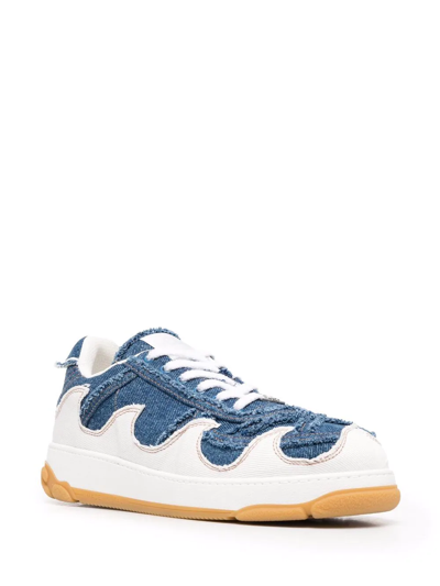 Shop Gcds Embroidered-logo Denim Sneakers In Blue