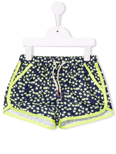 Shop Bonpoint Palm Tree-print Swim Shorts In Blue
