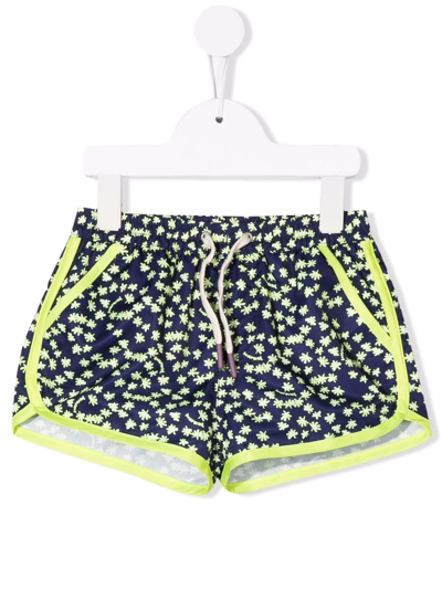 Bonpoint Teen Palm Tree-print Swim Shorts In Blue