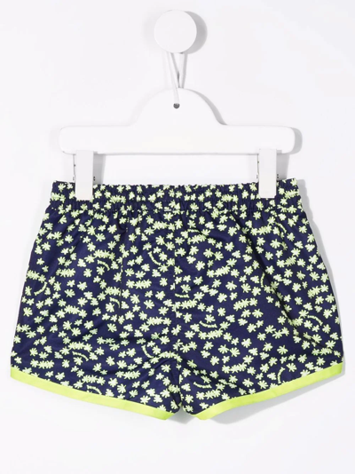 Shop Bonpoint Palm Tree-print Swim Shorts In Blue