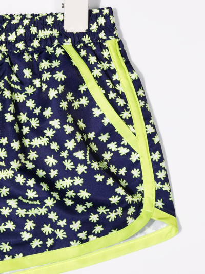 Shop Bonpoint Palm Tree-print Swim Shorts In Blue