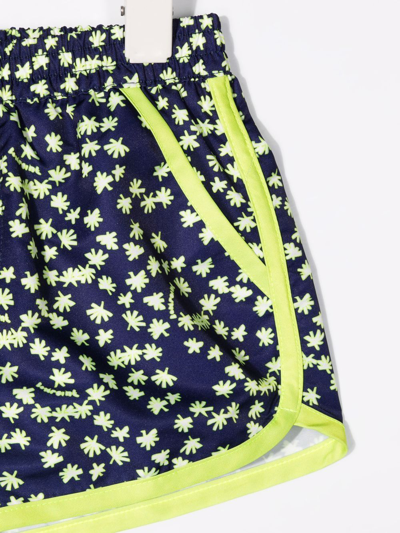 Bonpoint Teen Palm Tree-print Swim Shorts In Blue