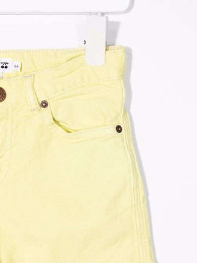 Shop Bonpoint Elasticated Waistband Denim Shorts In Yellow