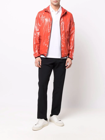 Herno High-shine Logo-patch Jacket In Orange