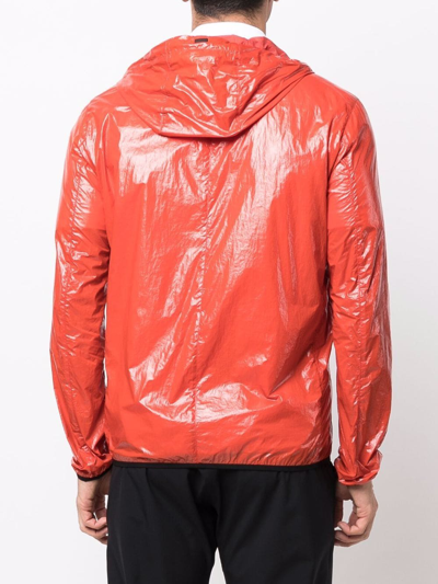 Herno High-shine Logo-patch Jacket In Orange