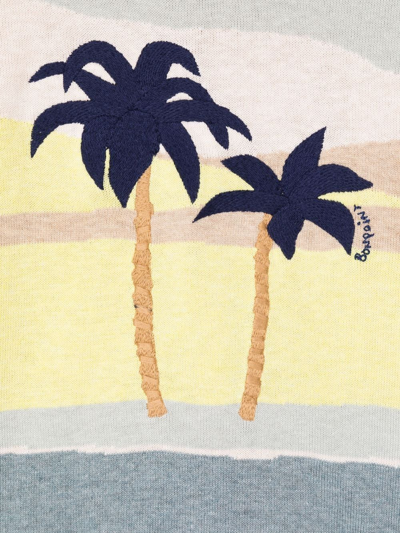 Shop Bonpoint Palm Tree-embroidered Crew-neck Jumper In Neutrals