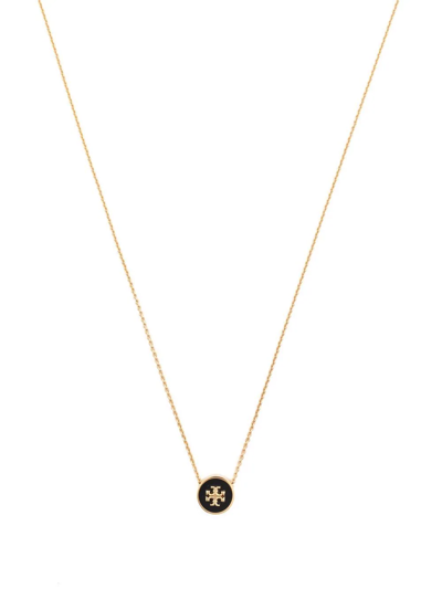 Shop Tory Burch Kira Enamel Pendant Necklace In Gold