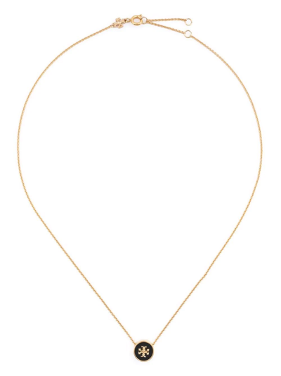 Shop Tory Burch Kira Enamel Pendant Necklace In Gold