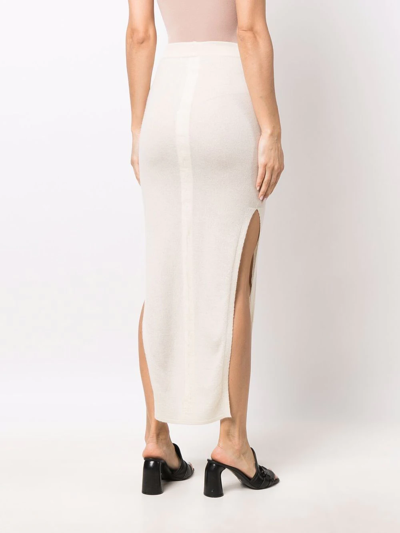 Shop Rick Owens Drkshdw Knitted Midi Skirt In Neutrals