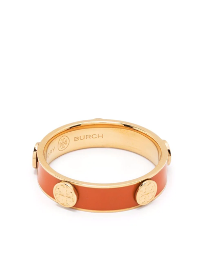 Shop Tory Burch Logo-embellished Ring In Orange