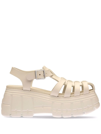 Shop Miu Miu Eva Platform Sandals In Neutrals