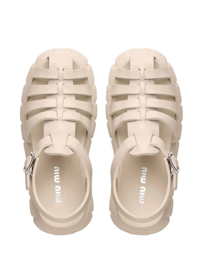 Shop Miu Miu Eva Platform Sandals In Neutrals
