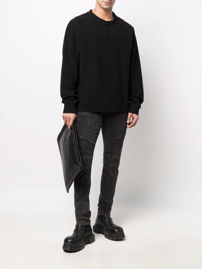 Balmain Straight Trousers Nylon Silk Belt Loops In Black