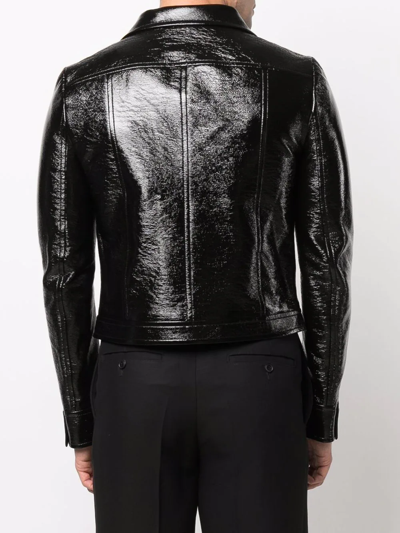 Shop Courrèges High-shine Leather-look Jacket In Black