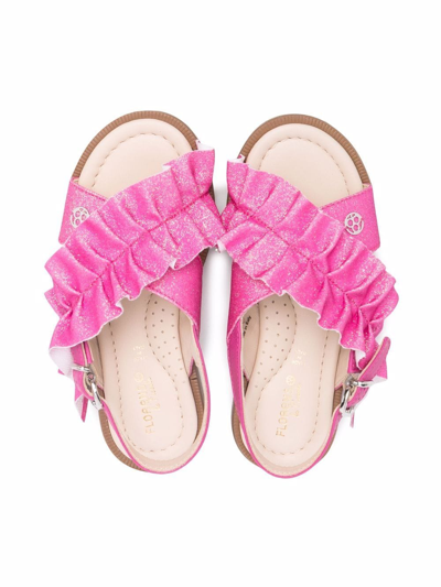 Shop Florens Ruffled-detail Leather Sandals In Pink