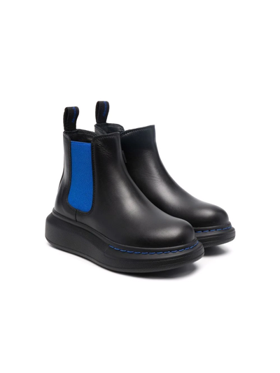 Shop Alexander Mcqueen Elasticated Side-panel Boots In Black