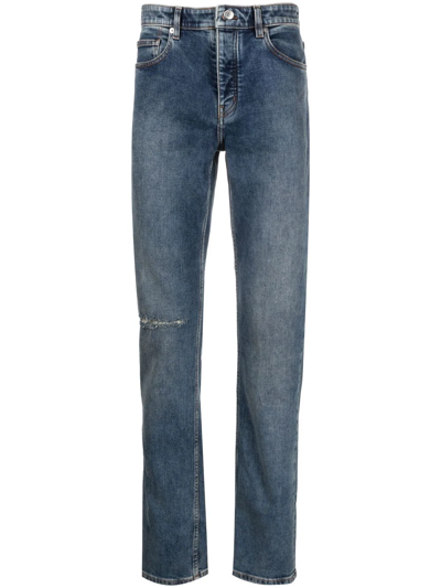 Shop Zadig & Voltaire Stonewashed Straight-leg Jeans In Blue