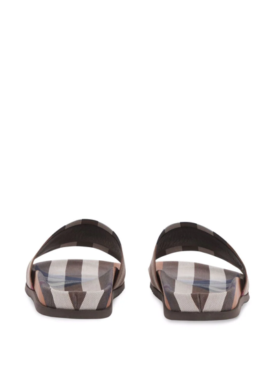 Shop Burberry Check-print Slides In Brown
