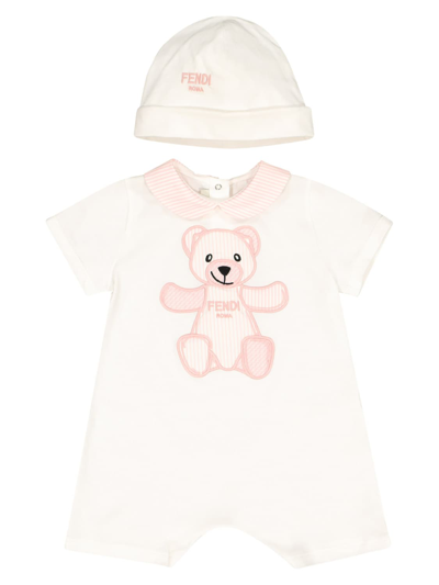 Fendi Babies' Kids Tuta Da Lavoro/salopette Per Bambini In White | ModeSens