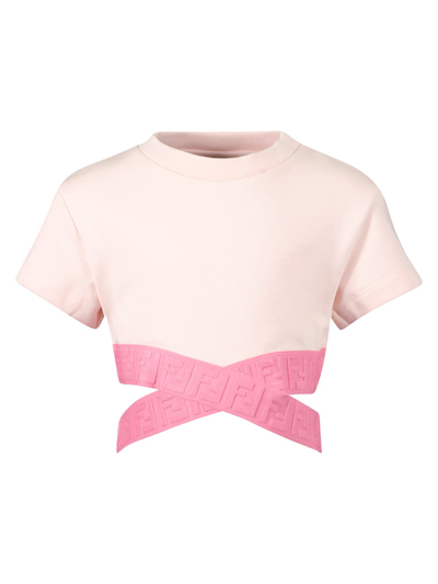 Shop Fendi Kids T-shirt For Girls In Pink