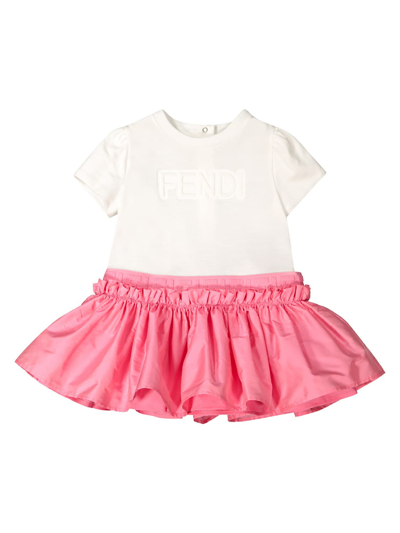 Shop Fendi Kids Dress For Girls In Fuchsia