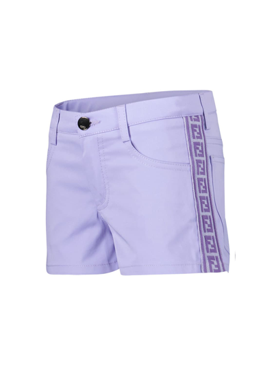 Shop Fendi Kids Shorts For Girls In Purple