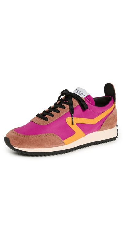 Rag & Bone Retro Suede & Mesh Runners In Fuschia