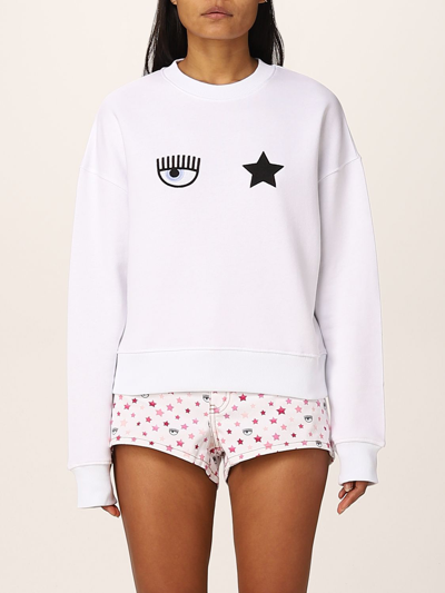 Shop Chiara Ferragni Sweatshirt With Eye-star Logo In White