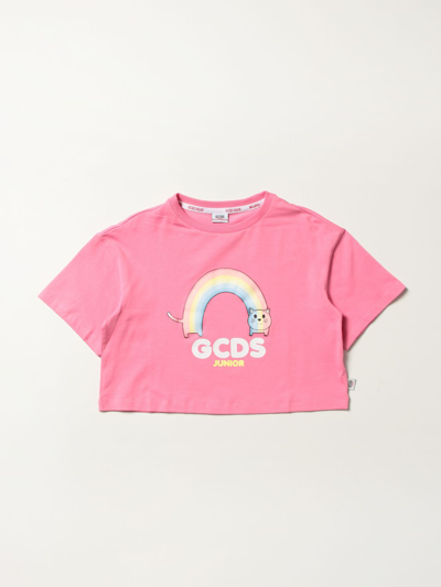 Shop Gcds T-shirt With Graphic Print In Pink