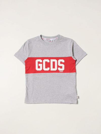 Shop Gcds Cotton T-shirt With Logo Print In Grey