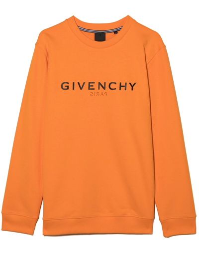 Shop Givenchy Logo-print Cotton Sweatshirt In Orange