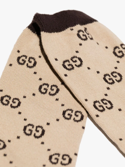 Shop Gucci Gg Supreme Ankle Socks In Brown