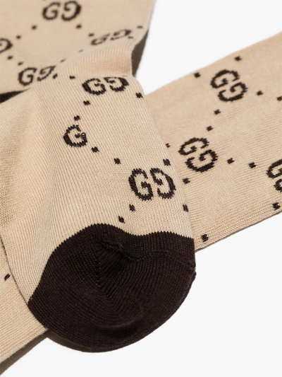 Shop Gucci Gg Supreme Ankle Socks In Brown